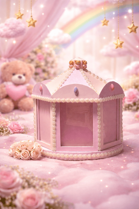 Carrousel Ourson fille personnalisé . Fait main-