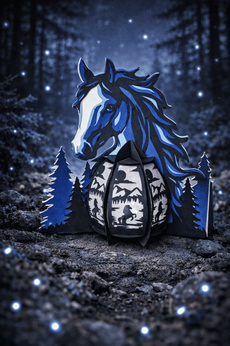 Lanterne chevaux Bleu personnalisé. Fait main-